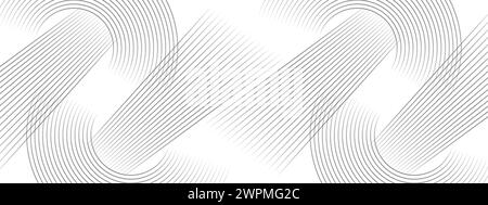 Abstract waving black circles lines technology white background. glowing lines shiny geometric shape technology concept, for banner, website, header Stock Vector
