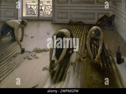 Les raboteurs de parquet (English title: The Floor Scrapers) is an oil painting by French Impressionist Gustave Caillebotte. Stock Photo