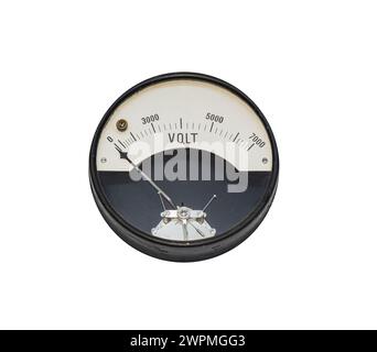 Retro voltmeter isolated on white. Stock Photo