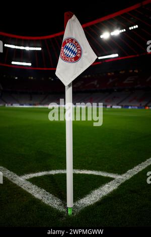 Munich, Germany. 5 March 2024. A corner flag bearing the logo of FC ...