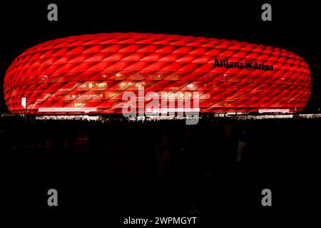 Munich, Germany. 5 March 2024. General view of Allianz Arena is seen prior to the UEFA Champions League round of 16 second leg football match between FC Bayern Munich and SS Lazio. Credit: Nicolò Campo/Alamy Live News Stock Photo