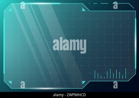 HUD digital futuristic user interface square frame. Sci Fi high tech screen. Game menu touching cyber monitoring dashboard panel. Cyberspace head-up display GUI or FUI information sign. Vector eps Stock Vector
