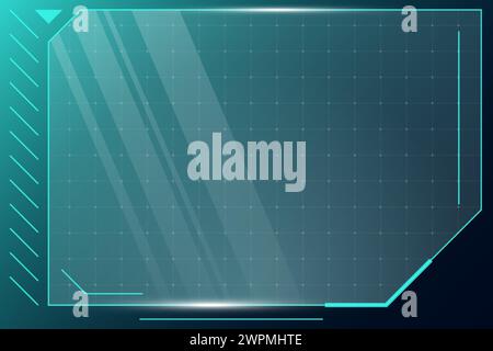 HUD digital futuristic user interface square frame. Sci Fi high tech screen. Game menu touch monitoring hologram dashboard panel. Cyber space head-up display GUI or FUI information sign. Vector eps Stock Vector