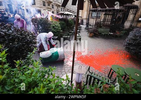 Milan, Italy. 08th Mar, 2024. Milan, The demonstration on the occasion of March 8th International Women's Rights Day. In the photo: A moment of the event Credit: Independent Photo Agency/Alamy Live News Stock Photo