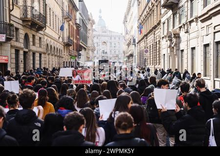 Milan, Italy. 08th Mar, 2024. Milan, The demonstration on the occasion of March 8th International Women's Rights Day. In the photo: A moment of the event Credit: Independent Photo Agency/Alamy Live News Stock Photo