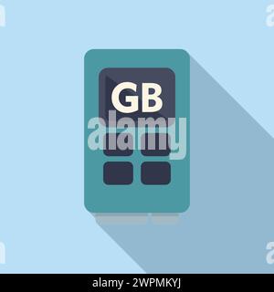 Gb memory board icon flat vector. Solid machine. Computer disk device Stock Vector