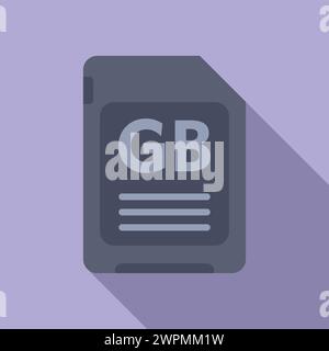 GB flash memory board icon flat vector. Machine solid. Backup ssd Stock Vector