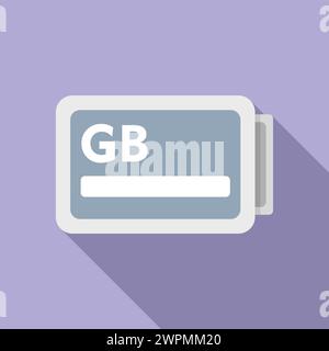 GB memory board icon flat vector. Focus solid machine. Card equipment Stock Vector