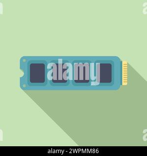 Fast ssd memory board icon flat vector. Archive usb. State disk device Stock Vector