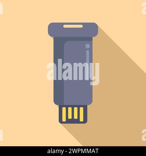 Usb flash memory icon flat vector. Machine micro size. Database server Stock Vector