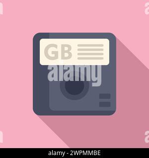 GB board icon flat vector. Archive state backup. Computer disk state Stock Vector