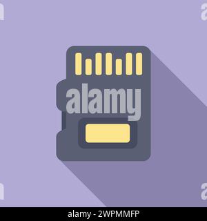 Micro sd storage icon flat vector. Storage digital. Shutter solid state ssd Stock Vector