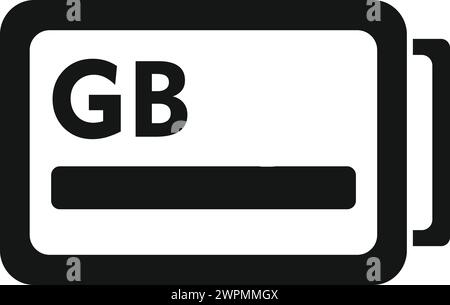 GB memory board icon simple vector. Focus solid machine. Card equipment Stock Vector