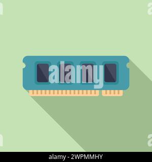 Memory board icon flat vector. Solid digital storage. Data center backup Stock Vector