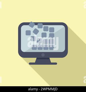 Monitor data storage icon flat vector. Shutter cloud. Data center backup Stock Vector