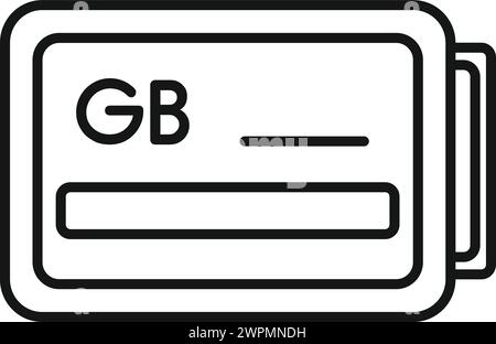 GB memory board icon outline vector. Focus solid machine. Card equipment Stock Vector