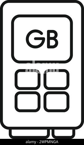 Gb memory board icon outline vector. Solid machine. Computer disk device Stock Vector