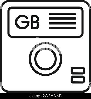 GB board icon outline vector. Archive state backup. Computer disk state Stock Vector
