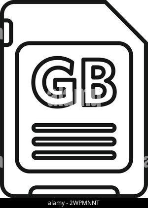 GB flash memory board icon outline vector. Machine solid. Backup ssd Stock Vector