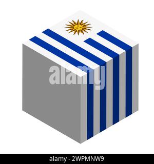 Uruguay flag - isometric 3D cube isolated on white background. Vector object. Stock Vector