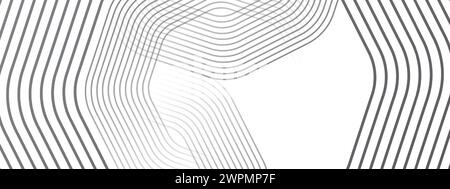 Abstract waving black circles flowing lines technology background. glowing lines shiny geometric shape technology concept for banner, website, header Stock Vector