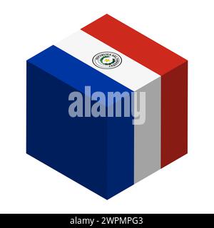 Paraguay flag - isometric 3D cube isolated on white background. Vector object. Stock Vector