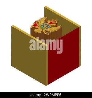 Montenegro flag - isometric 3D cube isolated on white background. Vector object. Stock Vector