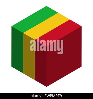 Mali flag - isometric 3D cube isolated on white background. Vector object. Stock Vector