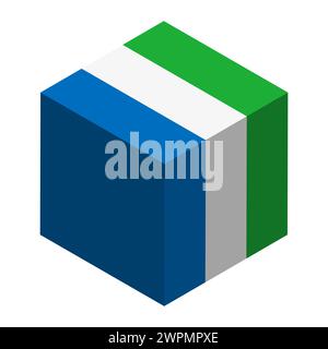 Sierra Leone flag - isometric 3D cube isolated on white background. Vector object. Stock Vector