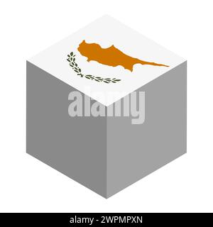 Cyprus flag - isometric 3D cube isolated on white background. Vector object. Stock Vector