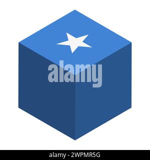 Somalia flag - isometric 3D cube isolated on white background. Vector object. Stock Vector
