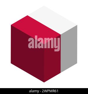 Poland flag - isometric 3D cube isolated on white background. Vector object. Stock Vector