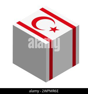 Northern Cyprus flag - isometric 3D cube isolated on white background. Vector object. Stock Vector