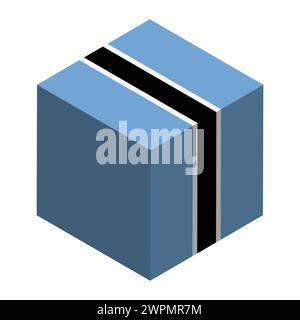 Botswana flag - isometric 3D cube isolated on white background. Vector object. Stock Vector