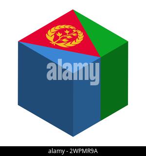 Eritrea flag - isometric 3D cube isolated on white background. Vector object. Stock Vector