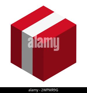 Peru flag - isometric 3D cube isolated on white background. Vector object. Stock Vector