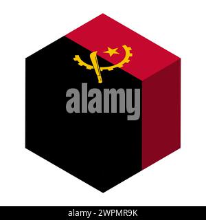 Angola flag - isometric 3D cube isolated on white background. Vector object. Stock Vector