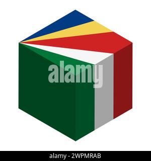 Seychelles flag - isometric 3D cube isolated on white background. Vector object. Stock Vector