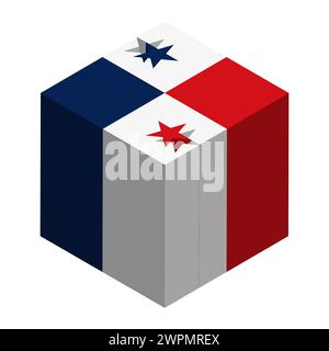 Panama flag - isometric 3D cube isolated on white background. Vector object. Stock Vector