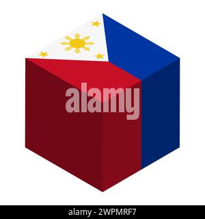 Philippines flag - isometric 3D cube isolated on white background. Vector object. Stock Vector