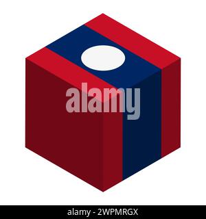 Laos flag - isometric 3D cube isolated on white background. Vector object. Stock Vector