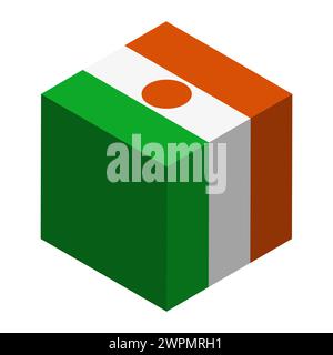 Niger flag - isometric 3D cube isolated on white background. Vector object. Stock Vector