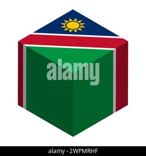 Namibia flag - isometric 3D cube isolated on white background. Vector object. Stock Vector
