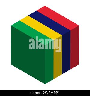 Mauritius flag - isometric 3D cube isolated on white background. Vector object. Stock Vector