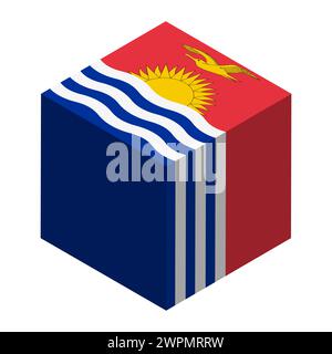 Kiribati flag - isometric 3D cube isolated on white background. Vector object. Stock Vector