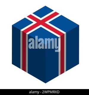 Iceland flag - isometric 3D cube isolated on white background. Vector object. Stock Vector