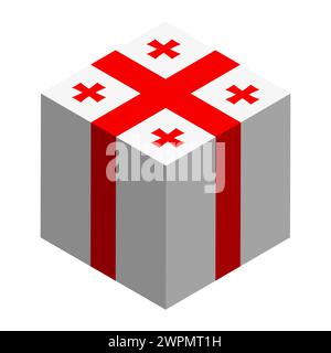 Georgia flag - isometric 3D cube isolated on white background. Vector object. Stock Vector