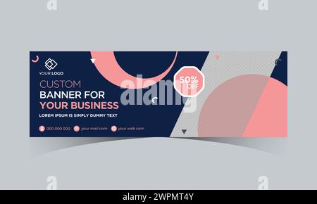 Abstract banner design web template. Gradient cover header background for website design, Social Media Cover ads banner, backdrop, brochure, poster Stock Vector