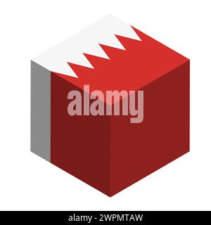 Bahrain flag - isometric 3D cube isolated on white background. Vector object. Stock Vector