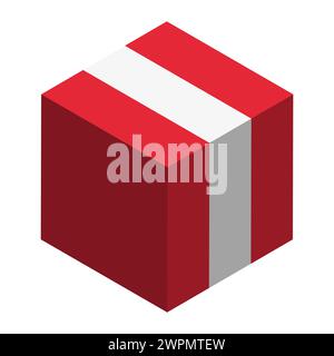Austria flag - isometric 3D cube isolated on white background. Vector object. Stock Vector